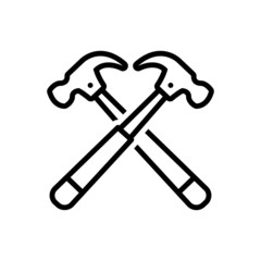 Black line icon for hammer 