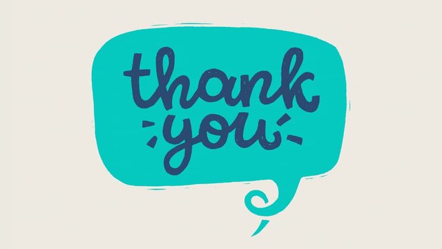 Moving hand drawn lettering message Thank You in a speech bubble. Animated comic style handwritten phrase. Motion graphic ultra HD calligraphy text with thanks for blog, web site, messenger sticker
