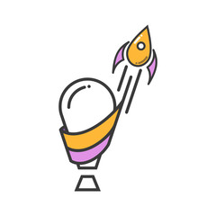 Stylized rocket and balloon symmetrically arranged for companies organizing festive events.