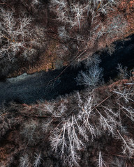 top down frozen river