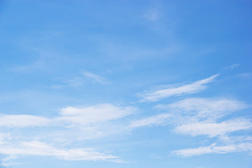Fantastic soft white clouds against blue sky and copy space.