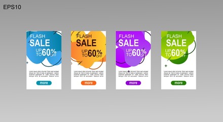 Dynamic modern fluid mobile for sale banners. Sale banner template design, Flash sale special offer set and can use for instagram