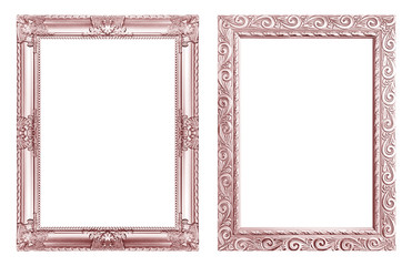 Set 2 - Antique pink frame isolated on white background, clipping path - 276458590