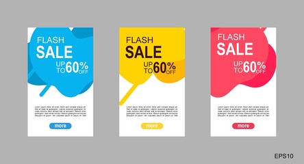 Dynamic modern fluid mobile for sale banners. Sale banner template design, Flash sale special offer set and can use for instagram