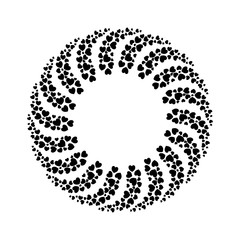 Vector vintage frame on a white background. Vortex of hearts with space for text in middle of funnel. Circular frame for design. Vector circle.