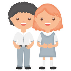 cute little students group characters