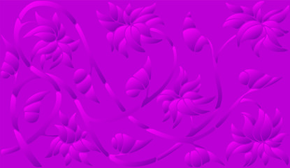 Background illustration with abstract flowers, purple halftone, horizontal orientation