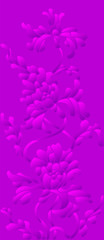 Background illustration with abstract flowers, purple  halftone, vertical orientatio