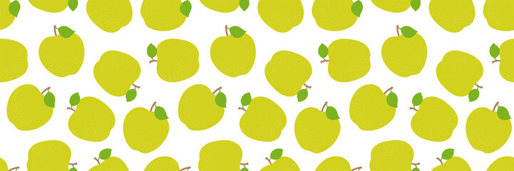 Apple seamless pattern. Fashion design. Fresh fruit. Vector sketch background. Food print for clothes, kitchen tablecloth, curtain or dishcloth