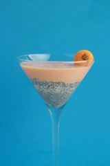 glass with chia and medlars pudding