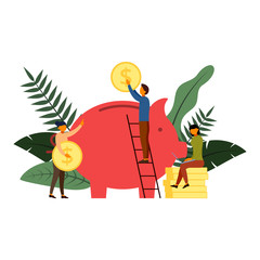 Bank financing, open a bank deposit, financial services concept with character, vector illustration