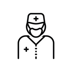 Black line icon for surgeon