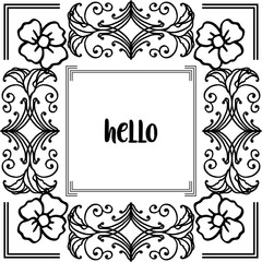 Vector illustration banner writing hello with various beautiful wreath frame