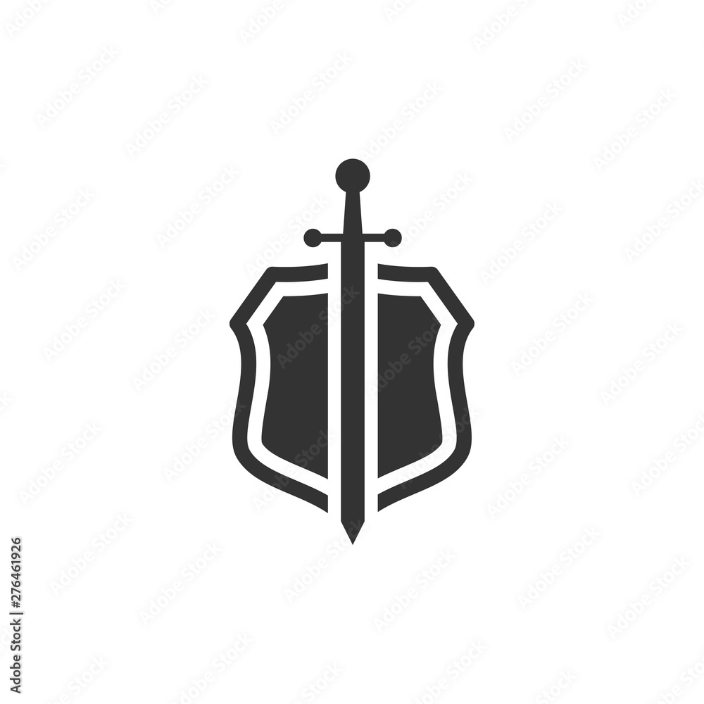 Leinwandbilder shield icon template black color editable. sword conception with shield symbol vector sign isolated on white background. Simple logo vector illustration for graphic and web design.