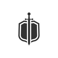 Obraz premium shield icon template black color editable. sword conception with shield symbol vector sign isolated on white background. Simple logo vector illustration for graphic and web design.