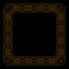 vector square frame with seamless islamic pattern. ancient repeated motif. decorative border constructed from continuous lines. simple geometric background with meandros. classic ornament