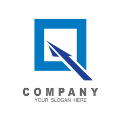 Square letter q with arrow logo vector illustration