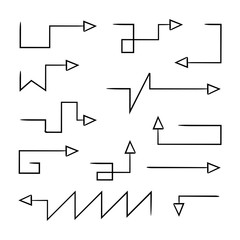 hand drawn and doodle arrows thin line