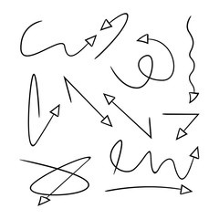 hand drawn and doodle arrows thin line