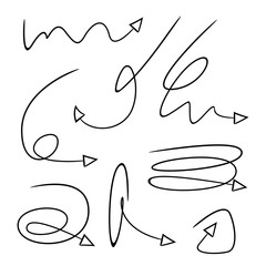 hand drawn and doodle arrows thin line