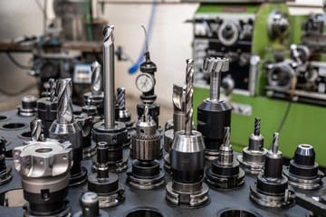 Machine shop tools ina a tool holders