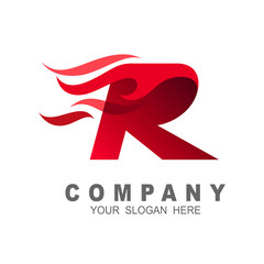 Fototapeta premium logo letter r with fire and fast logo vector