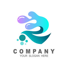 Logo letter r with water drop