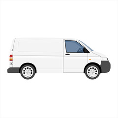 Hi-detailed Cargo Delivery Van vector template. - obrazy, fototapety, plakaty