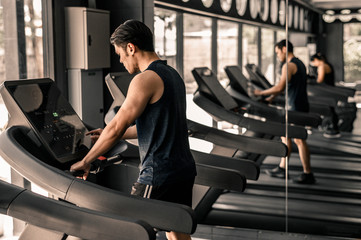 Fototapeta na wymiar Cardio workout in the gym.