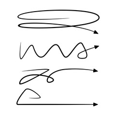 hand drawn and doodle arrows thin line