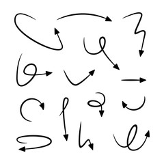 hand drawn and doodle arrows thin line