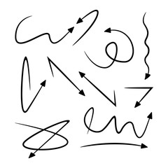 hand drawn and doodle arrows thin line