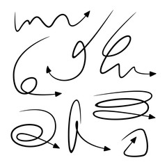 hand drawn and doodle arrows thin line