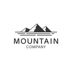 Mountain and lake logo design template with adventure vibe.