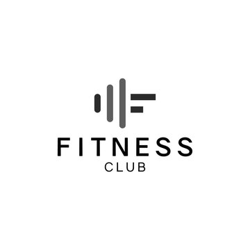 Gym and fitness club logo design template with barbell symbol.