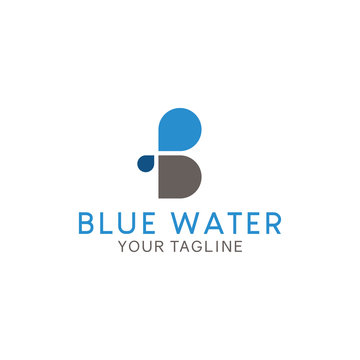 Water drop and letter b logo design template.