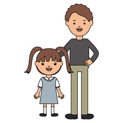 cute little student girl with teacher