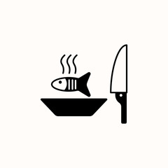 Grill fish icon. Kitchen icon. Restaurant icon. New trendy grill fish vector symbol.