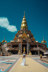 Wat Pha Sorn Kaew.Khao Kor.Petchchaboon.Thailand.Woman in White Dress And A Nice Day 