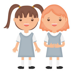 cute little students girls characters