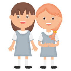 cute little students girls characters