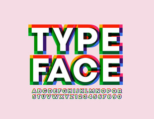 Fototapeta premium Vector bright Typeface. Uppercase creative Font. Colorful Alphabet Letters and Numbers