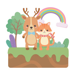 Cat and reindeer cartoon design