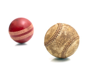 Vintage baseball and Cricket stress ball isolated on a white background..