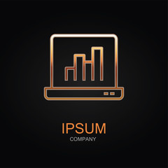 Data analysis vector icon. Design logo element. Isolated on black background.