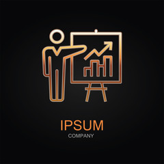 Data analysis vector icon. Design logo element. Isolated on black background.