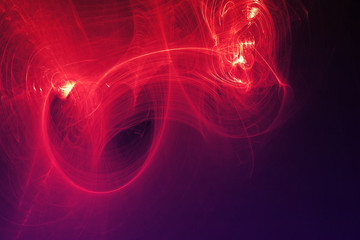 Abstract Patterns On Dark Background With Purple Lines Curves Particles