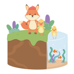 Obraz na płótnie Canvas Fox and duck cartoon design