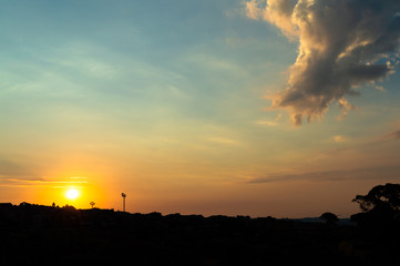 Wonderful Sunrise over Mazzarino, Caltanissetta, Sicily, Italy, Europe, Silhouette Landscape