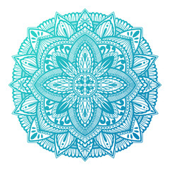 Ethnic Mandala decoration.Boho chic oriental motif. Gradient color in white background.